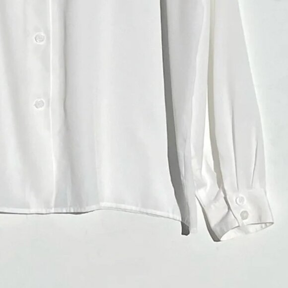 DIOR Vintage White Pleat Front/Button Back Blouse Size 14 EUC - Picture 7 of 8